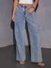 Loose Wide Leg Pleated Split-Joint Jean Pants Bottoms